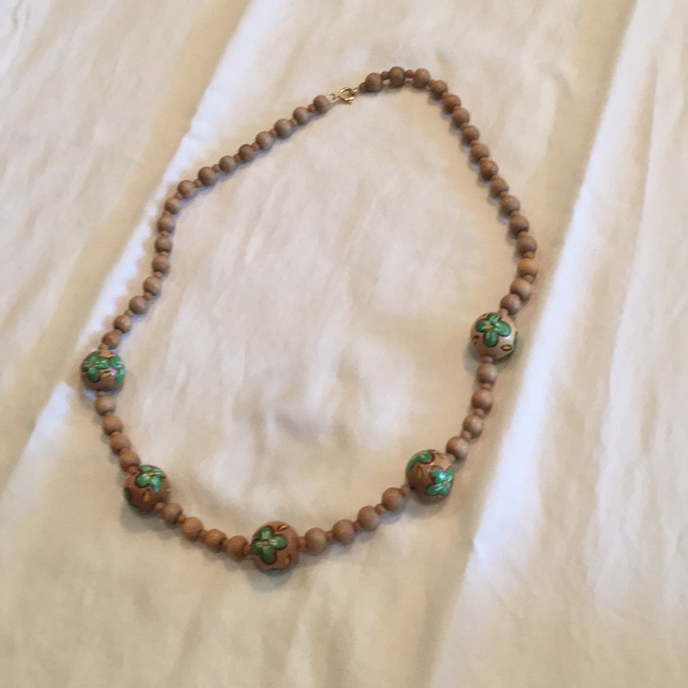 Hand painted wooden necklace